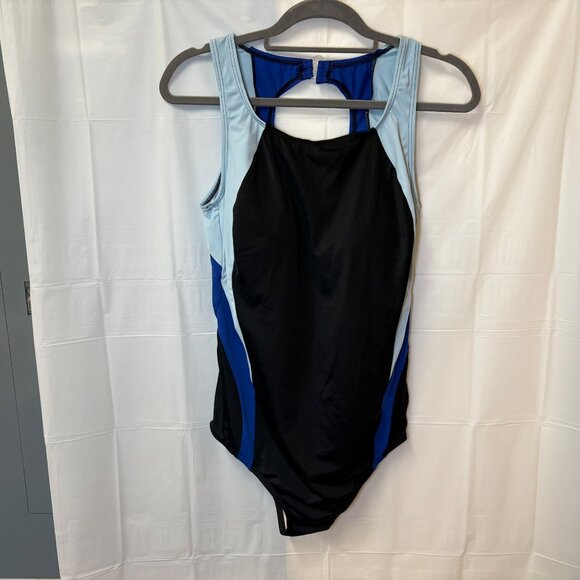 Inches Off One Piece Swimsuit Plus 16 Blue Racer Back Tummy Control Slimming - Picture 2 of 12